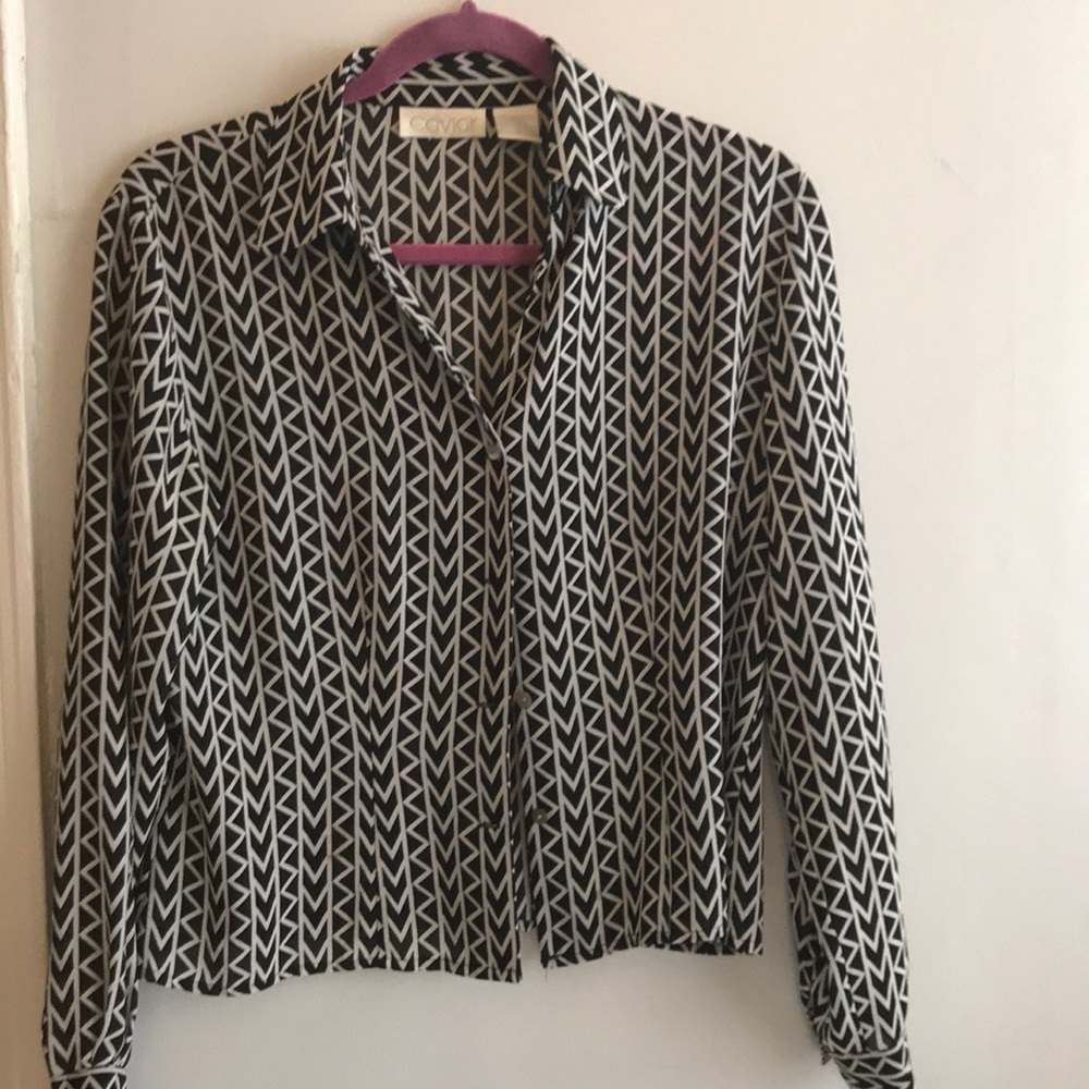 Caviar Black & White Patterned Blouse